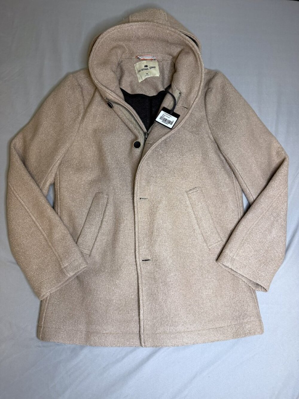 NWT The Normal Brand Men's Balboa Peacoat Hooded Coat Maple Tan M